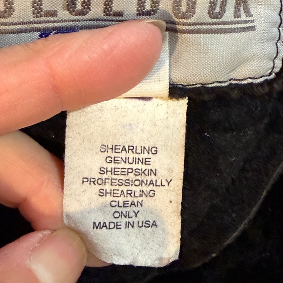 BLUE DUCK Black Shearling Coat Sz L - Picture 6 of 6